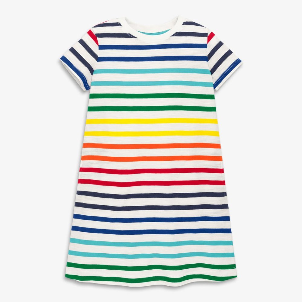 Primary T-shirt dress in rainbow stripe